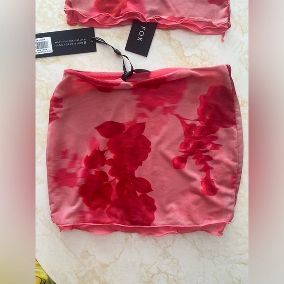 NWT White Fox Blush Rose Mesh Mini Skirt SET - Picture 9 of 12
